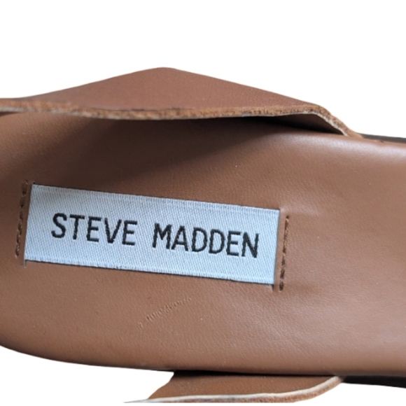 Steve Madden TIRMA Platform Sandals Sz 9.5 Brown Leather Ankle Strap Wedge Boho - Picture 7 of 8